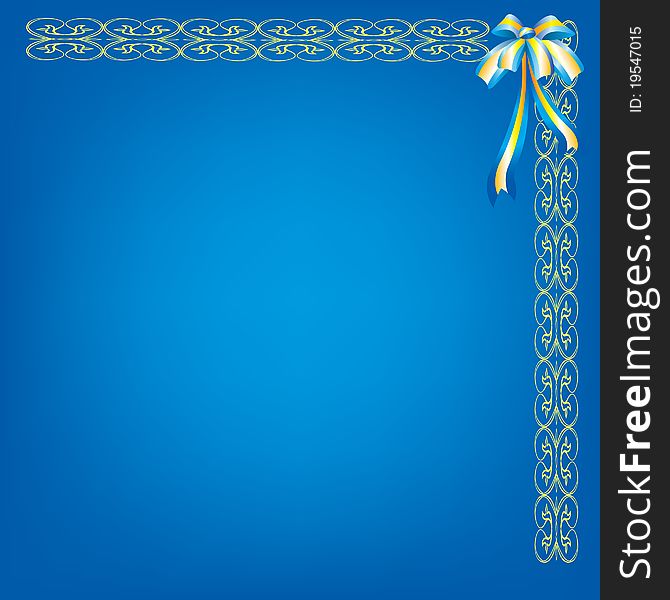 Blue Background With Pattern And Bow