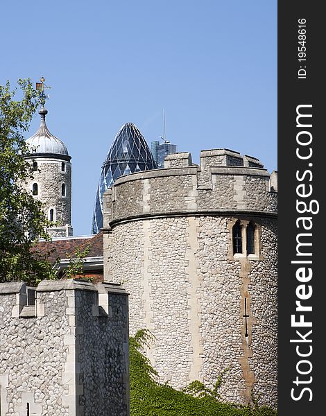 Tower of london and new architecture, photo taken in London