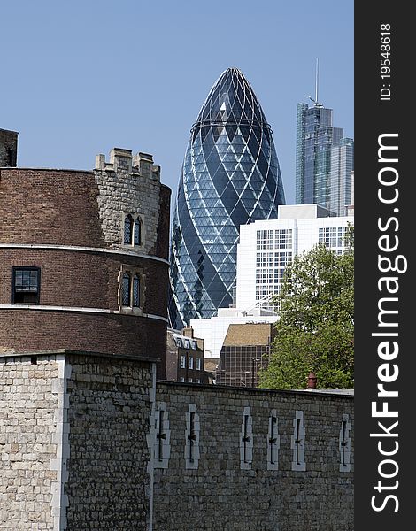 Tower of london and new architecture, photo taken in UK