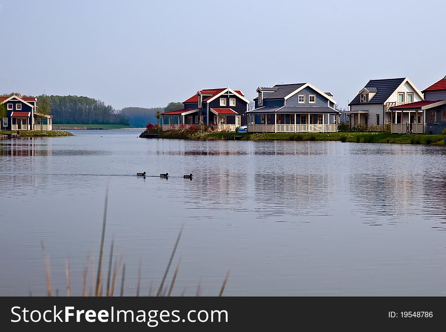 Panoramic view on rural houses , Netherlands (Holland). Panoramic view on rural houses , Netherlands (Holland).