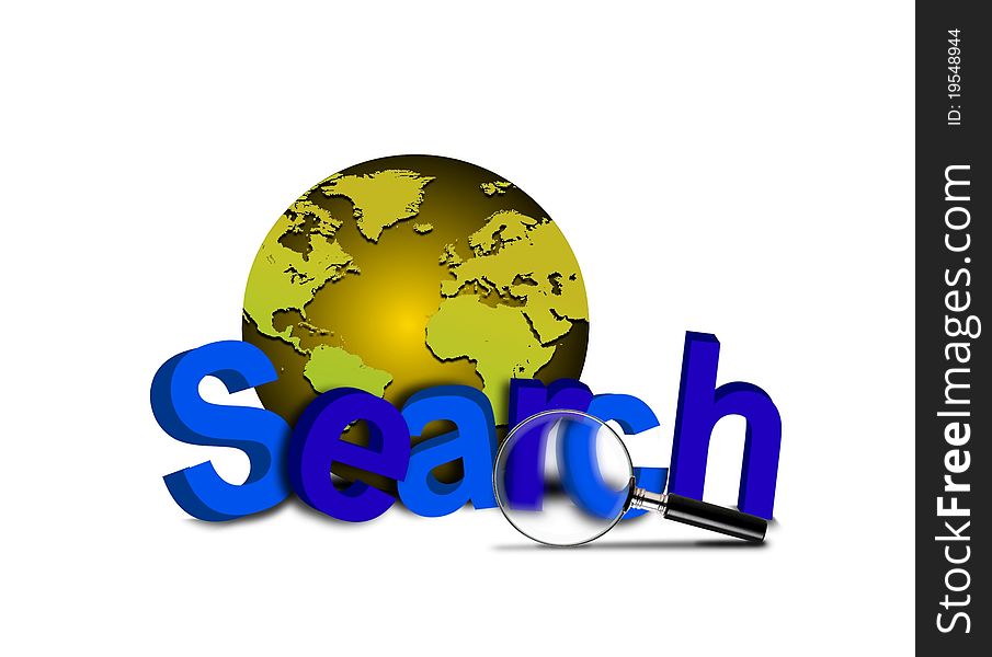 Image of Global Search with globe and magnifier