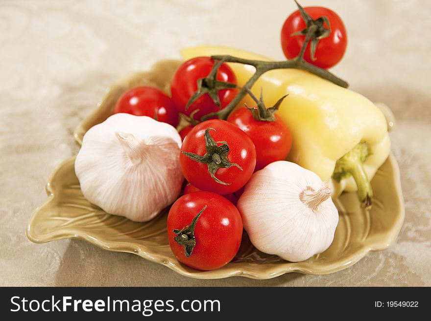 Fresh spring vegetables on a plate