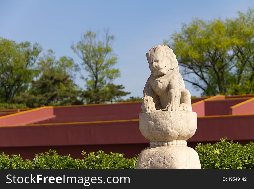 The Stone lion in front of tiananmen