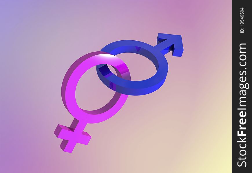 Male female 3d gender symbols