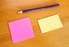 Yellow And Pink Memo With Pencil On Table Stock Photography Yellow And Pink Memo With Pencil On Table Stock Photography