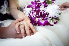 Hands And Rings On Bouquet Royalty Free Stock Image Hands And Rings On Bouquet Royalty Free Stock Image