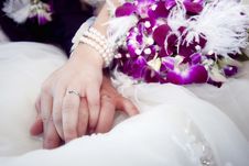 Hands And Rings On Bouquet Stock Photos Hands And Rings On Bouquet Stock Photos