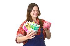 Craftswoman With Euro Banknotes Royalty Free Stock Image Craftswoman With Euro Banknotes Royalty Free Stock Image