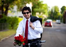 Businessman With Flowers Royalty Free Stock Image