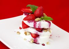 Slices Of Ice Cream With Strawberry Stock Image