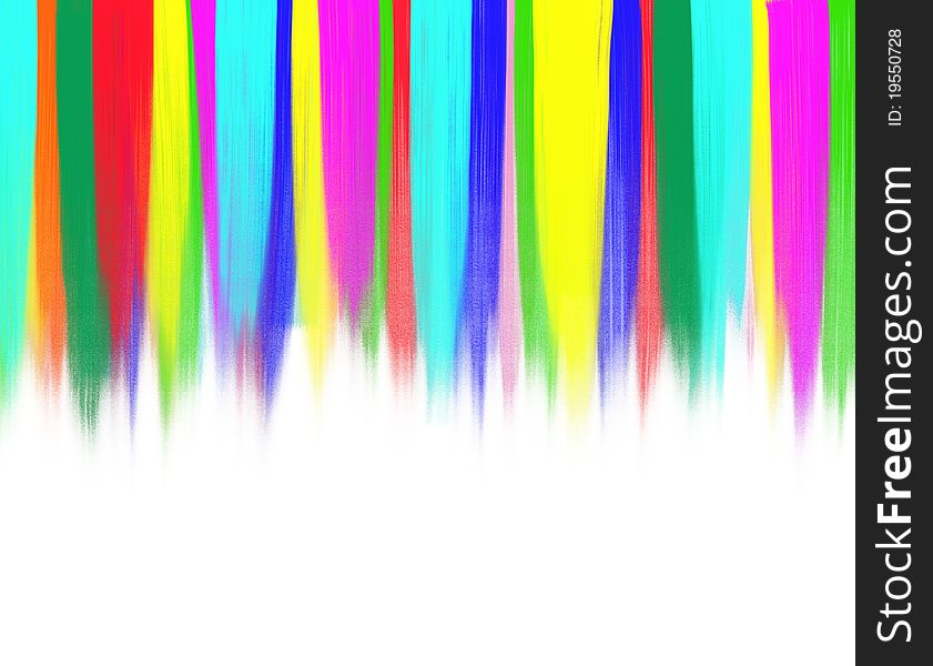 Colorful tempera stripes on white background