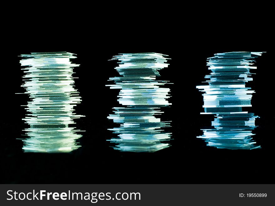 Thin glass stacks on reflective surface