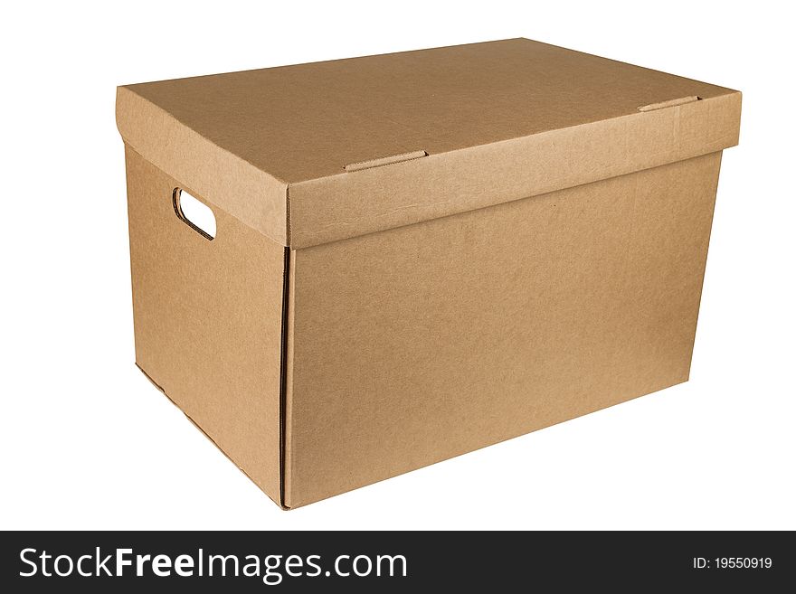 Close carton box isolated on white background.  Cardboard packages