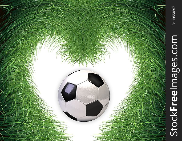 Soccer ball in grass background. 3d image