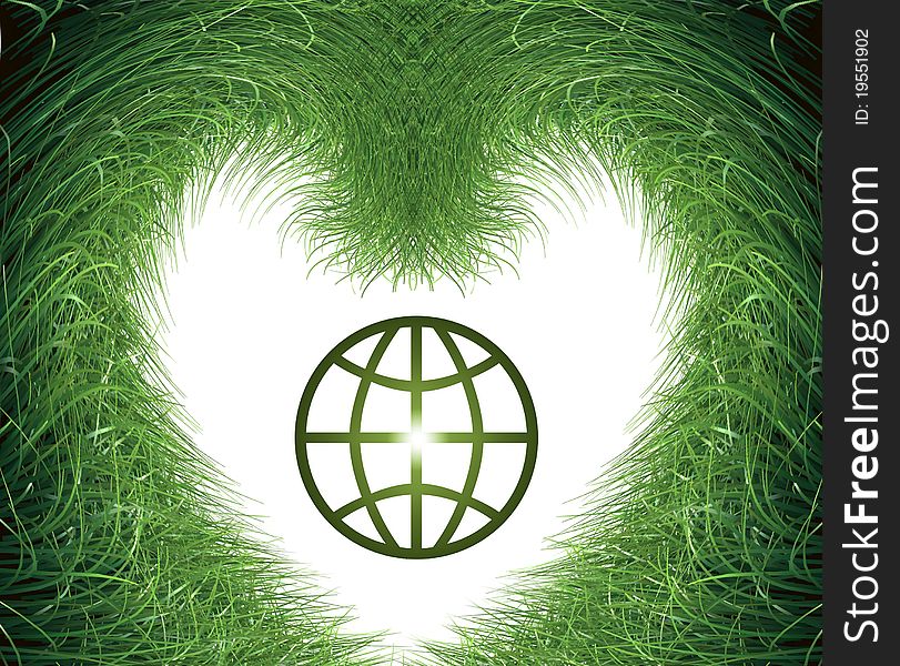 Green grass on white and earth symbol