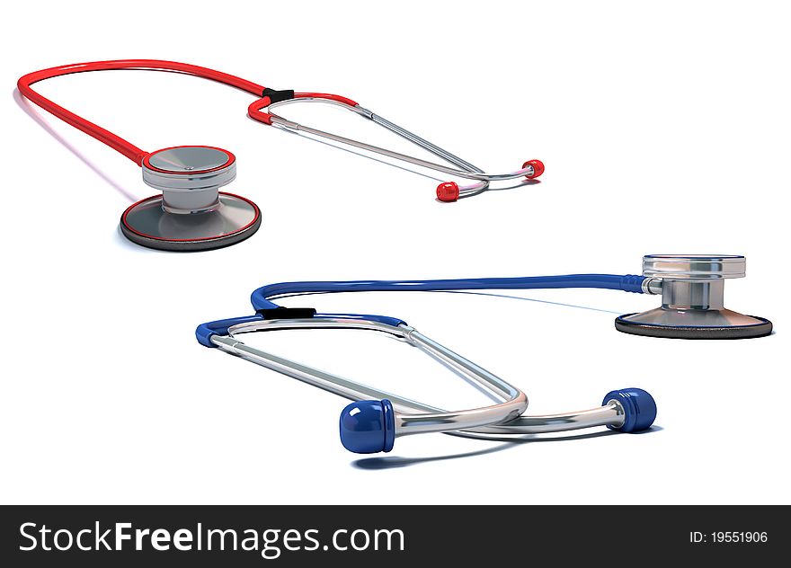 Stethoscope isolated on white. 3d illustration