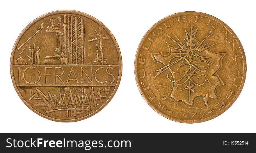 Antique rare coin of france isolated on white background. Antique rare coin of france isolated on white background