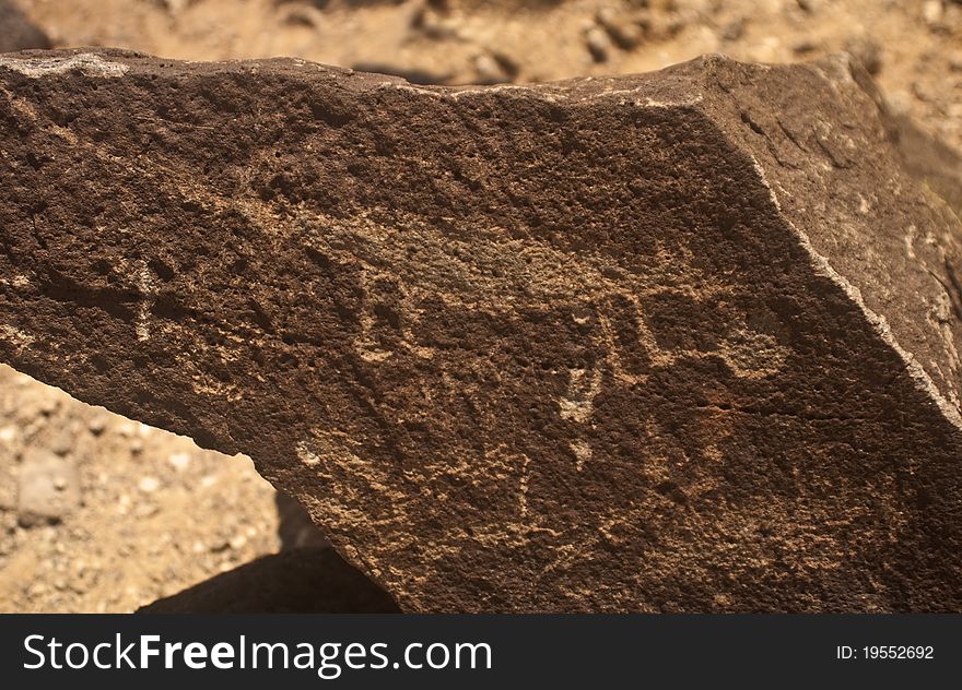 Ancient Native American petroglyph from the desert Southwest