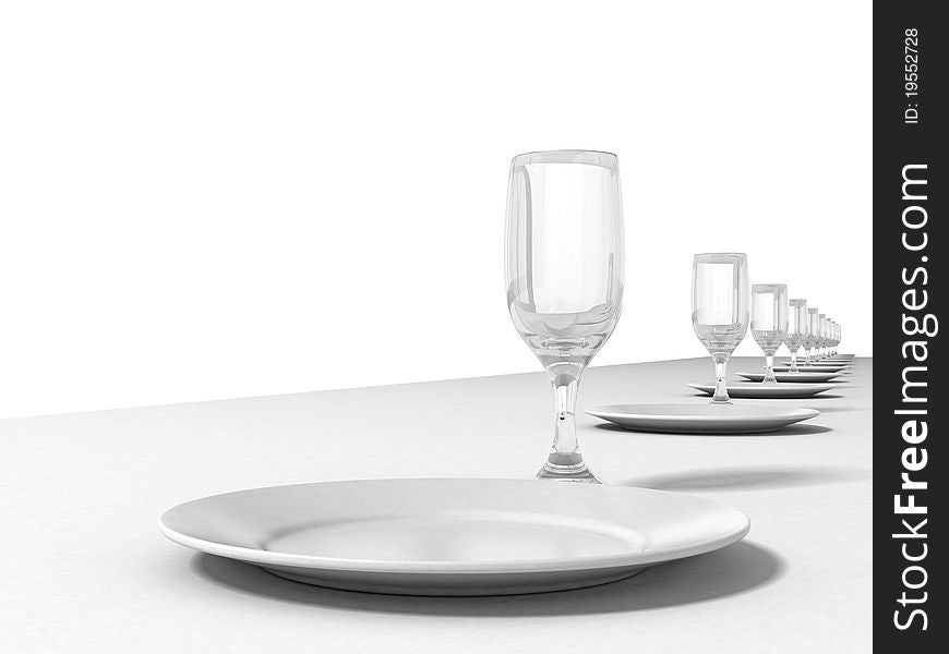 Number of dishes on a white background. Number of dishes on a white background