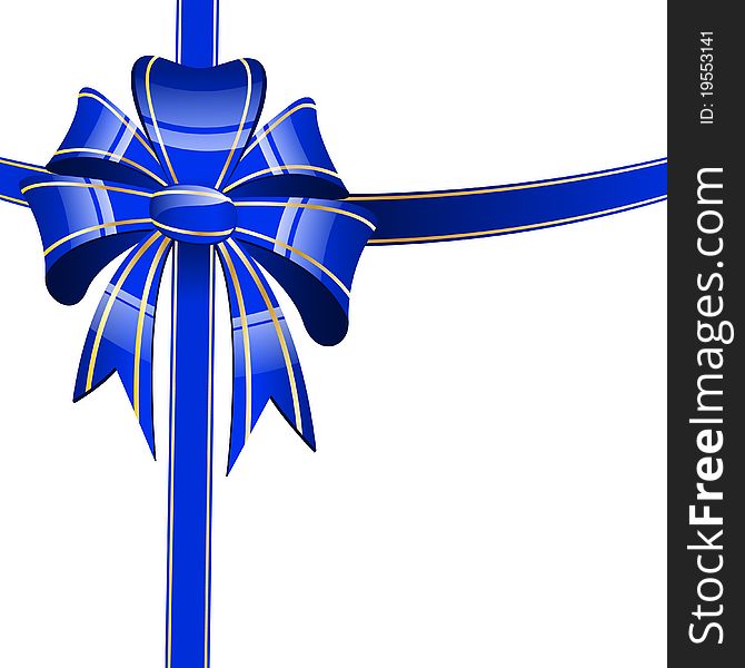 Blue bow on a white background - illustration