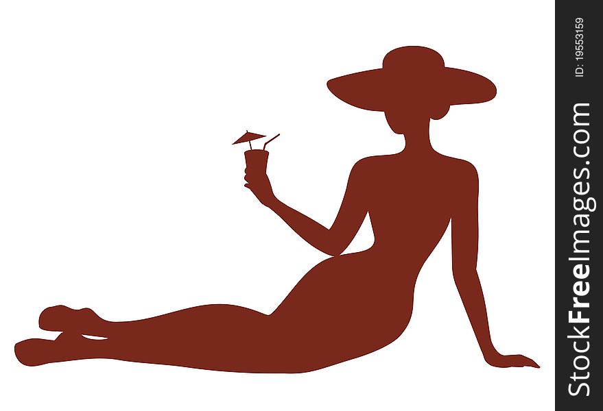 Silhouette of Girl with a cocktail. Silhouette of Girl with a cocktail