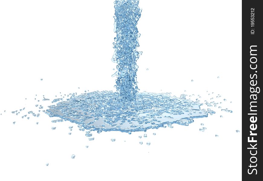 Jet of water on a white background