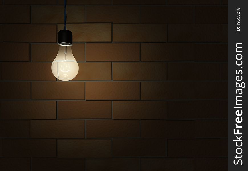 Lamp against a brick wall