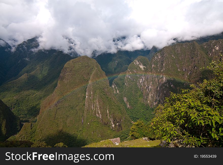 The picture of the rainbow at Machu Picchu. The picture of the rainbow at Machu Picchu