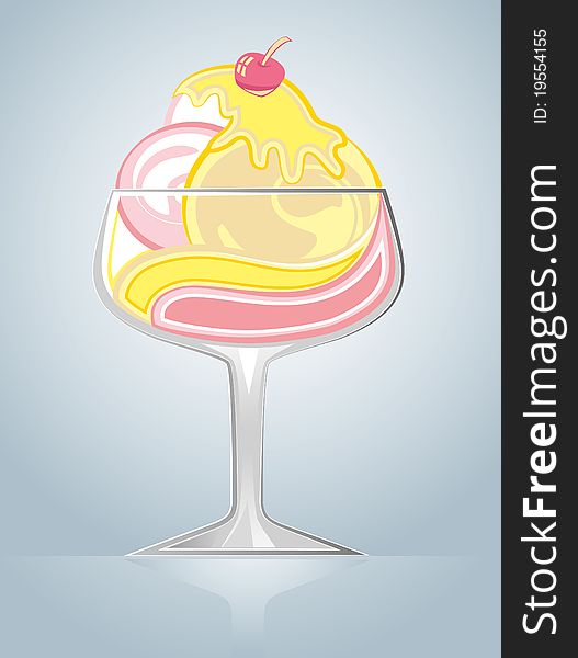 Illustration of icecream in a glass vase