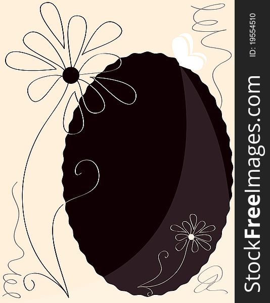 Background with abstract flowers and butterfly
