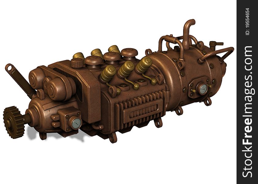 3d rendering illustration of an old machine. 3d rendering illustration of an old machine