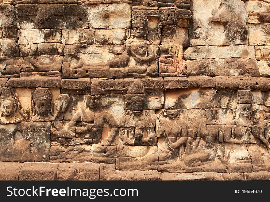 Relief Angkor, historical architecture of the Khmer in Cambodia