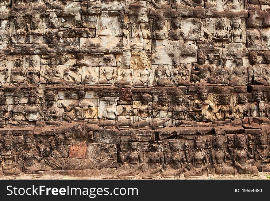 Relief Angkor, historical architecture of the Khmer in Cambodia