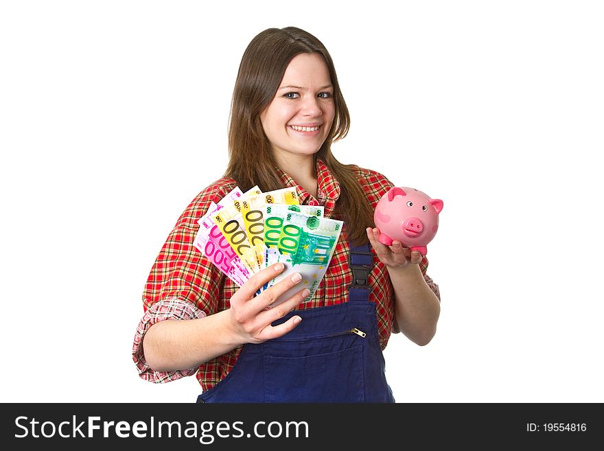 Craftswoman With Euro Banknotes