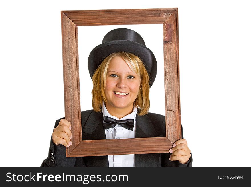Woman With Wooden Frame