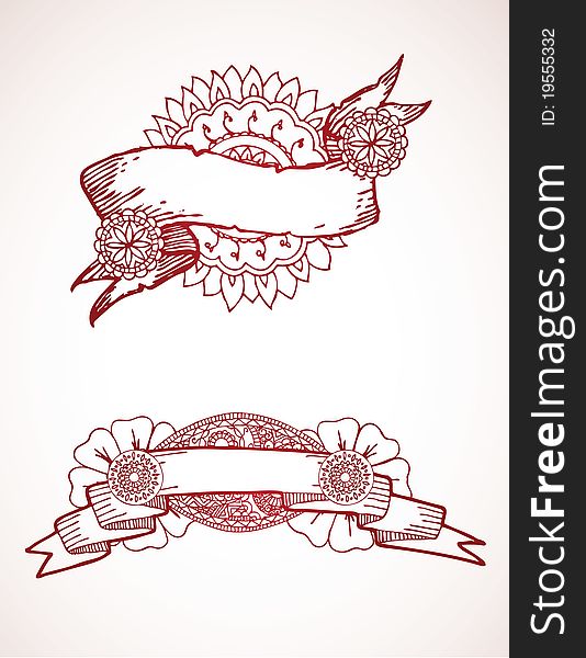 Hand drawn detailed henna banners with room for text.