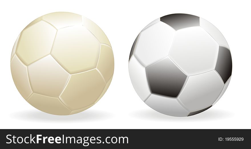 Leather soccer balls, isolated on white. Leather soccer balls, isolated on white