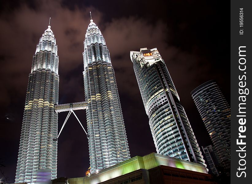 Night illumination of Petronas towers. Night illumination of Petronas towers