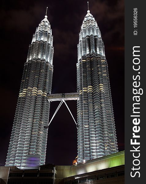 Night illumination of Petronas towers. Night illumination of Petronas towers