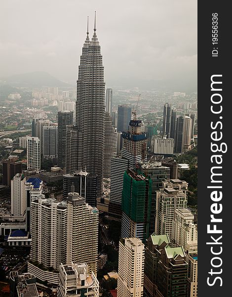 City view from Menara tower at rainy whether. City view from Menara tower at rainy whether