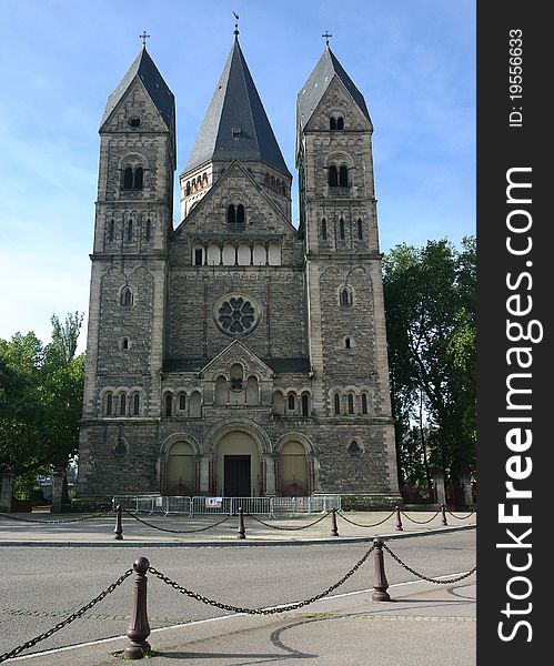 Facade of the Prestestant Temple Temple Neuf, Metz, France. Facade of the Prestestant Temple Temple Neuf, Metz, France