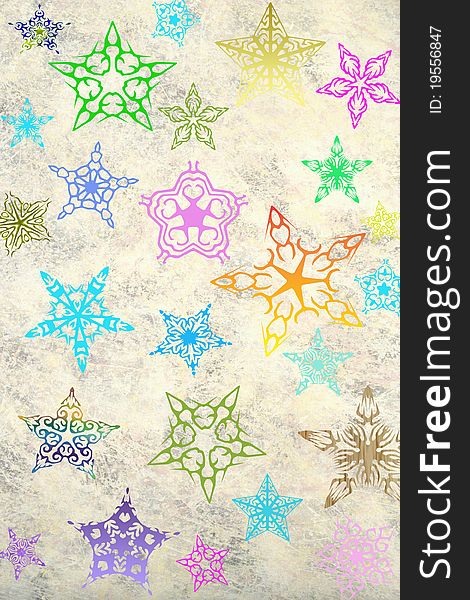 Grunge Colorful Stars Background