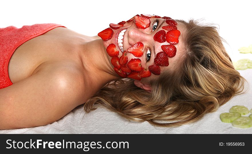 Lovely young woman smiling in a spa salon. Lovely young woman smiling in a spa salon