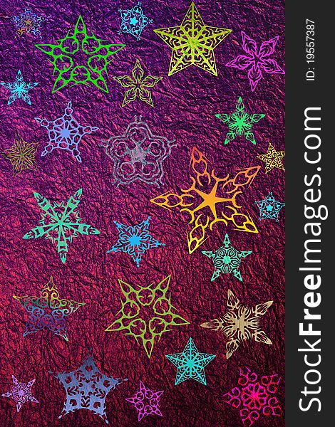 Holiday multicolor stars on textured background