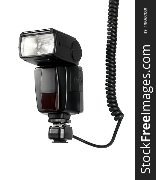 A camera flash isolated against a white background