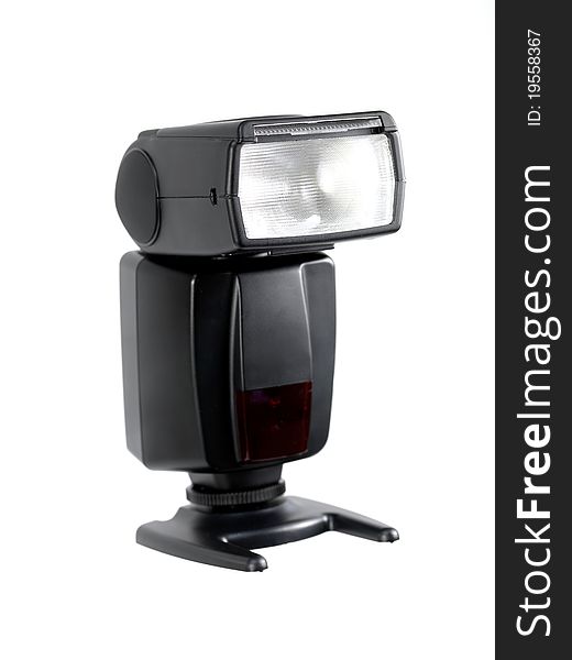 A camera flash isolated against a white background