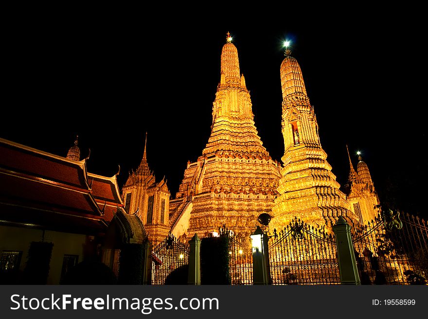 The Temple of Dawn at night ,Bangkok, Thailand. The Temple of Dawn at night ,Bangkok, Thailand