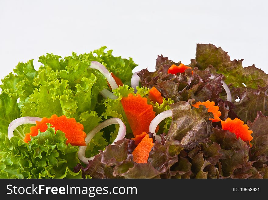 Fresh and healthy vegetable  salad on white background