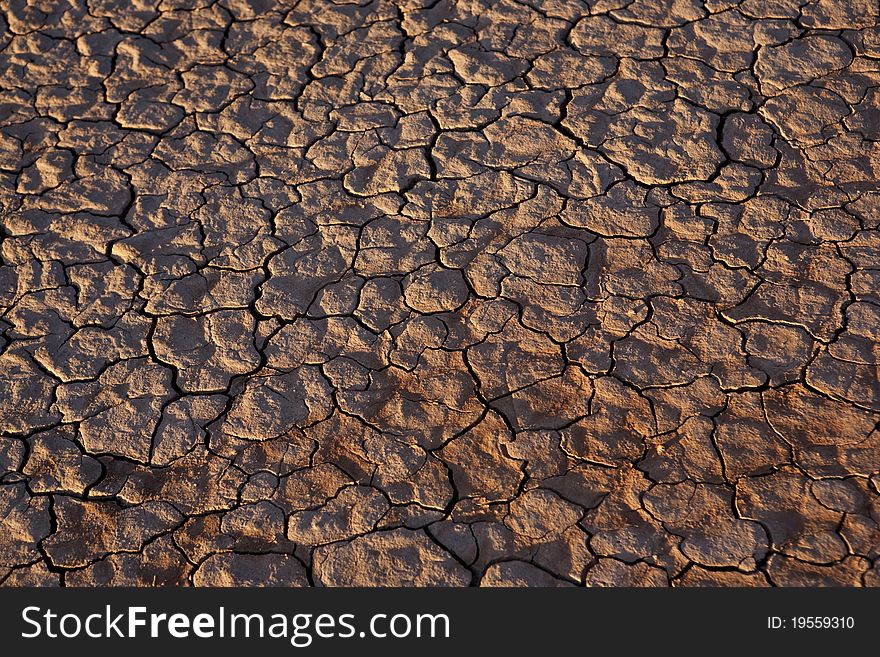 Cracked dry desert floor outside Las Vegas