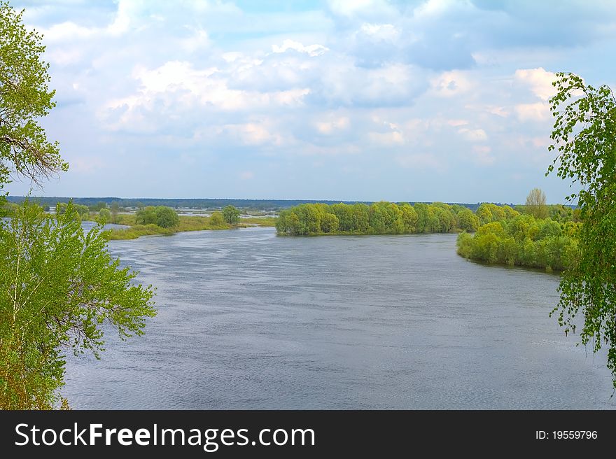Dnepr river landscape in springtime
